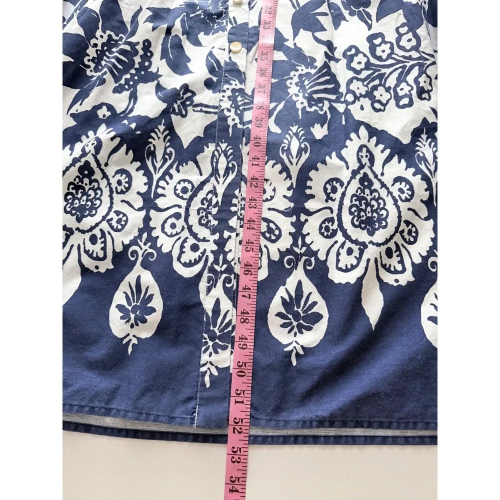 Joie Blue White Floral Cotton Midi Shirtdress Belted Short Sleeve Pockets Large - Picture 13 of 13